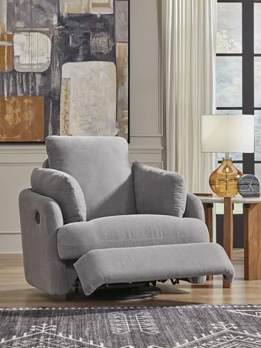 Signature Design by Ashley Modmax Contemporary Indoor Upholstered Press-Back Rocker Swivel Glider Recliner with Hidden Storages, Light Gray Signature Design by Ashley