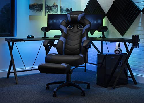 RESPAWN 110 Ergonomic Gaming Chair with Footrest Recliner - Racing Style High Back PC Computer Desk Office Chair - 360 Swivel, Adjustable Lumbar Support, Headrest Pillow, Padded Armrests - 2021 Blue RESPAWN