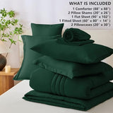 CozyLux Queen Size Comforter Sets - 7 Piece Bed in a Bag Emerald Green Comforter Set with Sheets Queen Bed Set All Seasons, Bedding Set with Down Alternative Comforter, Sheets, Pillowcases & Shams CozyLux