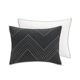 Ink+Ivy Reversible Cotton Quilt Set - Trendy Chevron Design Summer Cover Breathable Coverlet, Lightweight All Season Bedding Layer for Winter, Matching Shams, Full/Queen(88"x92"), Black 3 Piece INK+IVY