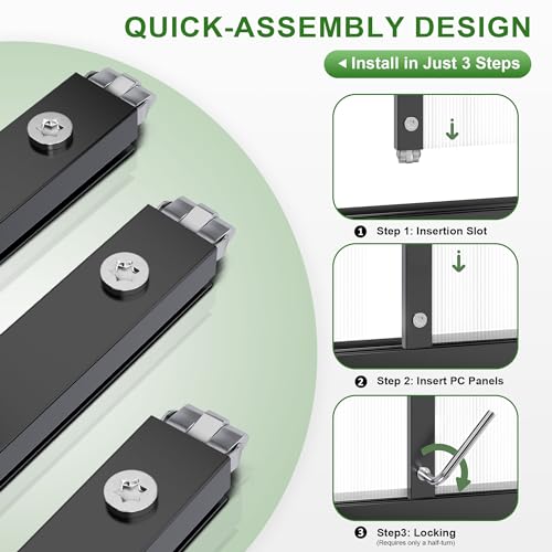 Polar Aurora 4x6 FT Greenhouse, Quick Aluminum Assembly Structure Polycarbonate Greenhouse, Walk-in Greenhouses for Outdoors with Ventilated Windows, Green houses for Outside Backyard Garden Polar Aurora
