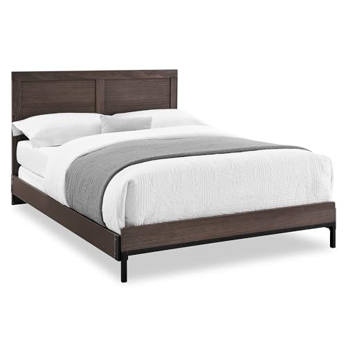 Simmons Kids Foundry 6-in-1 Convertible Baby Crib, Rustic Grey with Matte Black Delta Children