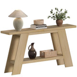 Treocho 63 Inch Long Console Tables for Entryway, 2-Tier Modern Wood Sofa Table with Shelf Behind Couch, Contemporary Narrow Entryway Table for Living Room, Hallway, Entrance, Hallway, Entrance, Oak Treocho