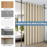 Room Divider Curtain Rod, No Drilling Rod, 48-120inch (H) 28-144inch(W) Adjustable Partition Hanging Room Dividers, Room Partitions and Dividers Floor to Ceiling Self Stand for Space Partition Black CALCHELE