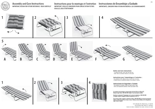 Rio Beach Portable Lay Flat Folding Backpack Beach Lounge Chair with Backpack Straps and Storage Pouch, Blue and Red Rio Brands