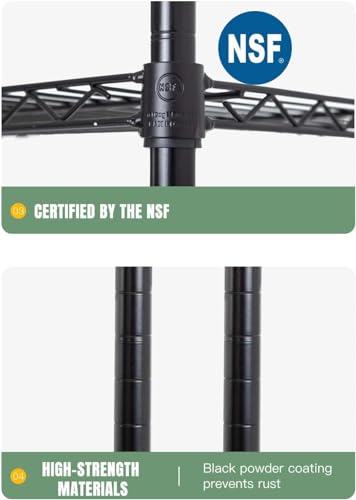 FDW 14" D x 36" W x 72" H 5-Shelf Wire Shelving Adjustable Metal Shelf Large Storage Shelves Heavy Duty Height Commercial Grade Steel Layer Shelf 1250 LBS Capacity,Black FDW