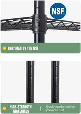 FDW 14" D x 36" W x 72" H 5-Shelf Wire Shelving Adjustable Metal Shelf Large Storage Shelves Heavy Duty Height Commercial Grade Steel Layer Shelf 1250 LBS Capacity,Black FDW