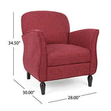 neolun Inviting Traditional Armchair with Tweed Upholstery, Comfortable Curvy Arms, Polished Legs, Red neolun
