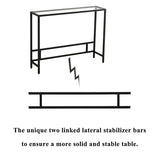 MAJARO Small Modern Console Table for Entryway, Tempered Glass with Metal Frame Sofa Table for Living Room, Hallway, Office (Single-Layer, Black) MAJARO