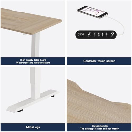 HEONAM 48 Inch Electric Standing Desk with USB Charging Port, Height Adjustable Sit Stand Desk with Memory Presets, Spacious Desktop and Sturdy Metal Frame for Home Office HEONAM