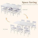 7-Piece Dining Table Set for 4-6, Extendable Kitchen Table Cushion Chairs Set of 6 with 6 Chairs, Rectangle Dining Table with Metal Frame & MDF Board, Folding for Small Apartment Saving Space, White HUAHUU