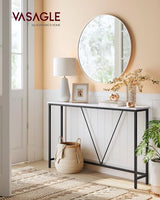 VASAGLE Console Sofa Table, Narrow Entryway Table, for Living Room, Bedroom, Easy Assembly, Marble White and Ink Black ULNT020W01 VASAGLE