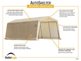 ShelterLogic 10' x 20' x 8' Peak Style Roof Instant Garage Carport Car Canopy with Steel Frame and Waterproof UV-Treated Cover, Sandstone ShelterLogic