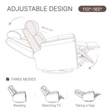 KISLOT Leather Recliner Chair, 360° Swivel Rocker for Adults Manual Rocking Reclining Chair with Adjustable Backrest Footrest for Living Room Bedroom Home Theater Seating