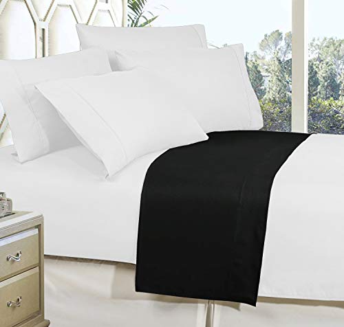 Elegant Comfort Premium Hotel Quality 1-Piece Flat Sheet, Luxury and Softest 1500 Premium Hotel Quality Microfiber Bedding Flat Sheet, Wrinkle-Free, Stain-Resistant, Twin/Twin XL, Black Elegant Comfort