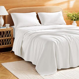 SONORO KATE 100% Egyptian Cotton Sheets, 1800 Thread Count — Sateen Weave Sheets Set, Ultra Soft & Breathable, Luxury 5-Star Hotel Quality Sheets, 16" Deep Pocket, 4-Piece (White,King) SONORO KATE