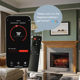 Modern Ember Uptown 28" Smart Electric Fireplace Insert, Alexa/WiFi Enabled - Includes Remote, 1,000 Sq Ft Electric Heater with Realistic Ember Bed & Log Set, Brick Background Modern Ember