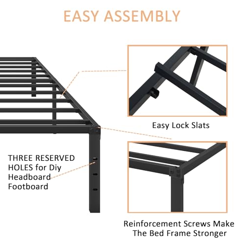 XXF Bed Frame, Metal Platform Bed Frame No Box Spring Needed, Bed with Heavy Duty Strong Support Slats, Noise Free, Easy to Assembly, Under Bed Storage (14 Inch, Twin) XXF