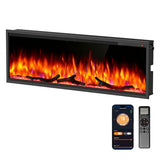 R.W.FLAME 50 Inch Smart Electric Fireplace Recessed and Wall Mounted with Adjustable Flame Colors and Speed, Alexa/WiFi Enabled, APP Control with Multiple Sound Modes, Log & Crystal Options R.W.FLAME