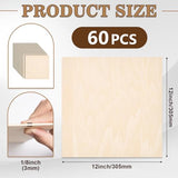60 Pack Basswood Sheets for Laser Cutting, 12 x 12 x 1/8 Inch, Unfinished Squares Wood Sheets for Crafts - Smooth Surface Plywood for Wood Burning, Engraving, Architectural Models, Painting & Staining XSEINO