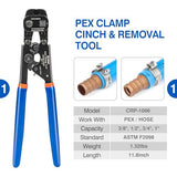 iCrimp PEX Clamp Tool Kit for 3/8-in, 1/2-in, 3/4-in, 1-in PEX Clamp Cinch & Removal, c/w 1/2''(20 Pack) and 3/4''(10 Pack) PEX Clamp Rings, PEX Tubing Cutter iCRIMP