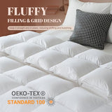 WhatsBedding Queen Size Feather Comforter, Filled with Feather and Down Fiber, White All Season Duvet Insert - Luxurious Hotel Bed Comforter - 100% Cotton Cover, Medium Warmth with Corner Tabs - 90x90 WhatsBedding