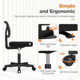 Sweetcrispy Small Office Desk Chair, Ergonomic Low-Back Mesh Rolling Work Swivel Chairs with Wheels, Armless Comfortable Seat Lumbar Support for Home, Bedroom, Study, Student, Adults,Classic Black Sweetcrispy