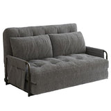 WLIVE Futon Sofa Bed, Floor Chair with Adjustable Backrest, Bean Bag Bed for Adults, with Armrest, Pillow, Low Profile for Living Room, Reading, Bedroom, Loveseat, Grey WLIVE