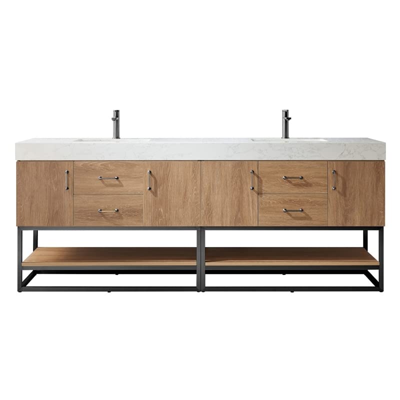 Vinnova Alistair Bathroom Vanity, 84 Inches, North American Oak VINNOVA