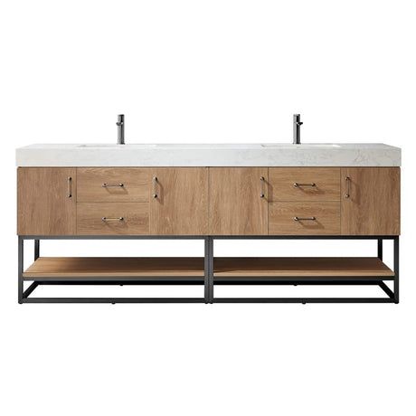 Vinnova Alistair Bathroom Vanity, 84 Inches, North American Oak VINNOVA