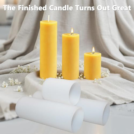 Large Cylinder Mold for Candle Making, 2x3Inch 2x6Inch 2x8Inch Cylinder Silicone Candle Mold, 3 Pcs Long Pillar Epoxy Resin Casting Mold for Wax Candle Resin Craft Making Kackaidi