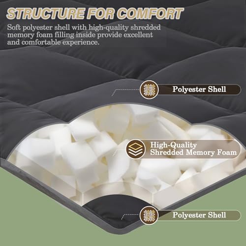 Japanese Floor Mattress Foldable & Portable Roll Up Futon Mattress 3" Grey Tatami Mat for Adult and Kids，Shredded Memory Foam Filled with Straps Sleeping Pad Suitable for Camping，39"x 80" Twin Size SHOUREN