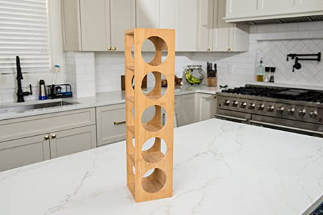 Lipper International 8305 Bamboo Wood Stackable 5-Bottle Wine Rack, 20-3/4" x 5-3/8" x 4-3/4" Lipper International