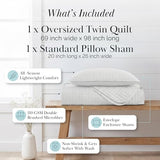 Southshore Fine Living, Inc. XL Twin Quilt Set, Microfiber Quilted Bedspread, White Bedding Twin Coverlet w/Pillow Sham, Pet Hair Resistant Bedding Coverlet Set, Quilted Comforter, Bright White Quilt Southshore Fine Living, Inc.