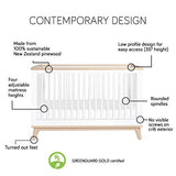 Babyletto Scoot 3-in-1 Convertible Crib with Toddler Bed Conversion Kit in White and Washed Natural, Greenguard Gold Certified babyletto