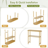 Small Entryway Table Bamboo 30.7", Narrow Hallway Table Oval Top 2-tier, Slim Console Table with Anti-fall Edge, Sofa Side Table 5min Easy Assembly, Small TV Stand for Bedroom, Indoor Plant Stand Atoping