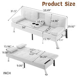 Anwick Convertible Folding Futon Sofa Bed,Modern PU Leather Sleeper Love Seat with 3 Reclining Backrest & Cup Holders,67" Comfy Sofa Couches for Living Room Small Home Office (White) Anwick