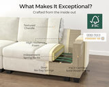 Bedeep Oversized Modular Sectional Sofa with Double Power Recliner, Cloud Reclining Couch with Headrest, Storage Drawer Charging Cup Holders, Deep L-Shaped 6 Seater with Corner, Chenille, White