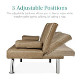 Best Choice Products Faux Leather Upholstered Modern Convertible Futon, Adjustable Folding Sofa Bed, Guest Bed w/Removable Armrests - Taupe Best Choice Products