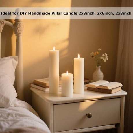 Large Cylinder Mold for Candle Making, 2x3Inch 2x6Inch 2x8Inch Cylinder Silicone Candle Mold, 3 Pcs Long Pillar Epoxy Resin Casting Mold for Wax Candle Resin Craft Making Kackaidi