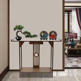 REHOUPTU Sofa Tables, Japanese Style Console Sofa Table, Walnut Bamboo Console Table Entryway Narrow Long Console Table Vintage Table Hallway Table with Shelves, Side Table, Display Table REHOUPTU