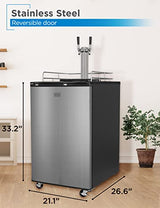 BLACK+DECKER Beer Kegerator, 6.1 Cu. Ft. Extra Large Capacity Draft Beer Machine for Home with Double Tap & 2-Shelf Fridge BLACK+DECKER