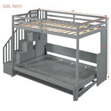 Merax Full Over Full Size Murphy Bed with Hydraulic Lift and Built-in Desk, Space-Saving Wall Bed with Desk Design, Ideal for Home Office, Small Rooms, or Apartments, Gray Merax