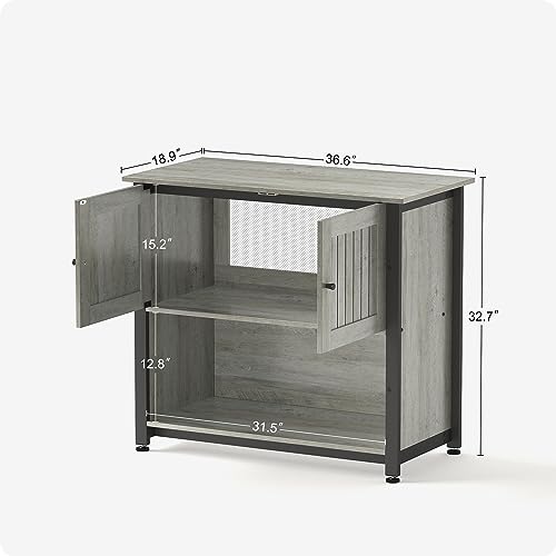 Tatub 40-50 Gallon Fish Tank Stand with Cabinet, Metal Aquarium Stand for Accessories Storage, Reptile Tank Turtle Terrariums Table Bearable 1000LBS, Accommodates 2 Aquariums, Grey - WoodArtSupply