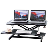 Juyancao Standing Desk Converter, 32" Height Adjustable Sit to Stand Up Workstation, Dual Monitor Desk Riser with Keyboard Tray, Black Desktop Tabletop Riser Laptop for Home Office Juyancao