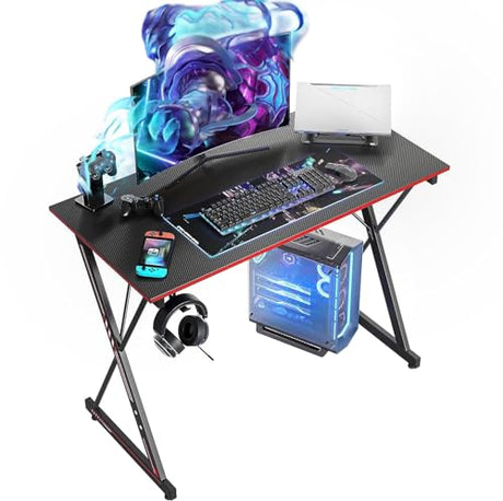 CubiCubi Gaming Desk 32 Inch PC Computer Desk, Home Office Desk Table Gamer Workstation, Simple Game Table, Black CubiCubi