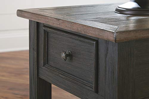 Signature Design by Ashley Tyler Creek Rustic End Table with Storage Drawer and Fixed Shelf, Brown & Black