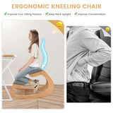 Giantex Ergonomic Kneeling Chair, Posture Chair for Desk with Cushion, Solid Wood Frame, Max Load 330 Lbs, Comfortable Ergo Rocking Kneel Chair for Office Home Study (Gray) Giantex
