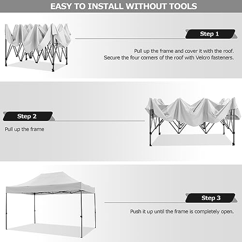 COBIZI 10x15 Heavy Duty Pop up Canopy Tent Easy Up Commercial Outdoor Canopy Wedding Party Tents for Parties All Season Wind & Waterproof Gazebo with Carry Bag, White(Frame Thickened) COBIZI