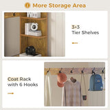 ADORNEVE Twin Loft Bed with Desk and 8 Storage Drawers, Metal Loft Beds Twin with LED Lights & Charging Sation, Storage Shelves & Clothes Rail, Full-Length Guardrail,Rustic Brown ADORNEVE